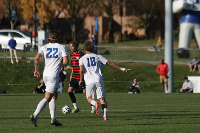 A10 Championship Final 2025 SLU vs Dayton LIX.jpg :: Saint Louis University (SLU) vs University of Dayton (Flyers) during the A10 Men's Soccer Championship 2025. 11/16/2025 - Robert R. Hermann Stadium in St. Louis, Missouri, USA. NCAA Men's Soccer, Atlantic 10 Championship 2025 finals which ended in double overtime and a five-penalty shootout after a tie in regulation time.    