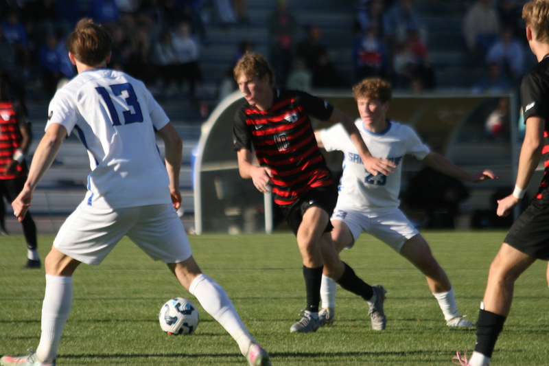 A10 Championship Final 2025 SLU vs Dayton LXIII.jpg :: Saint Louis University (SLU) vs University of Dayton (Flyers) during the A10 Men's Soccer Championship 2025. 11/16/2025 - Robert R. Hermann Stadium in St. Louis, Missouri, USA. NCAA Men's Soccer, Atlantic 10 Championship 2025 finals which ended in double overtime and a five-penalty shootout after a tie in regulation time.    