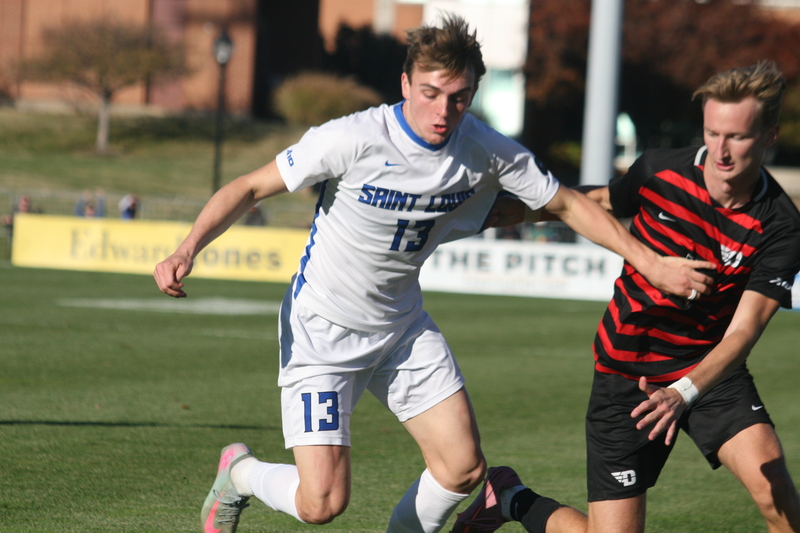 A10 Championship Final 2025 SLU vs Dayton LXXII.jpg :: Saint Louis University (SLU) vs University of Dayton (Flyers) during the A10 Men's Soccer Championship 2025. 11/16/2025 - Robert R. Hermann Stadium in St. Louis, Missouri, USA. NCAA Men's Soccer, Atlantic 10 Championship 2025 finals which ended in double overtime and a five-penalty shootout after a tie in regulation time.    