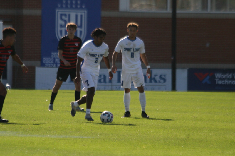 A10 Championship Final 2025 SLU vs Dayton V.jpg :: Men's A10 Championship 2025 - A10 Soccer Final 2025 - 11/16/2025 12pm, Robert R. Hermann Stadium in St. Louis, Missouri, USA, NCAA Men's Soccer, Atlantic 10 Conference Championship, the game goes to overtime after a 1 to 1 tie in regulation time.   