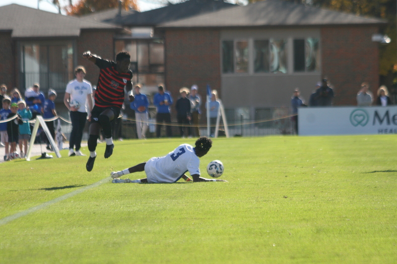 A10 Championship Final 2025 SLU vs Dayton X.jpg :: Men's A10 Championship 2025 - A10 Soccer Final 2025 - 11/16/2025 12pm, Robert R. Hermann Stadium in St. Louis, Missouri, USA, NCAA Men's Soccer, Atlantic 10 Conference Championship, the game goes to overtime after a 1 to 1 tie in regulation time.   