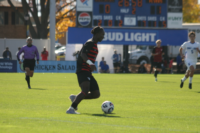 A10 Championship Final 2025 SLU vs Dayton XIX.jpg :: Men's A10 Championship 2025 - A10 Soccer Final 2025 - 11/16/2025 12pm, Robert R. Hermann Stadium in St. Louis, Missouri, USA, NCAA Men's Soccer, Atlantic 10 Conference Championship, the game goes to overtime after a 1 to 1 tie in regulation time.   
