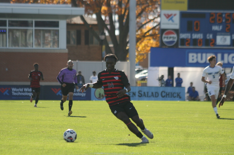 A10 Championship Final 2025 SLU vs Dayton XVI.jpg :: Men's A10 Championship 2025 - A10 Soccer Final 2025 - 11/16/2025 12pm, Robert R. Hermann Stadium in St. Louis, Missouri, USA, NCAA Men's Soccer, Atlantic 10 Conference Championship, the game goes to overtime after a 1 to 1 tie in regulation time.   