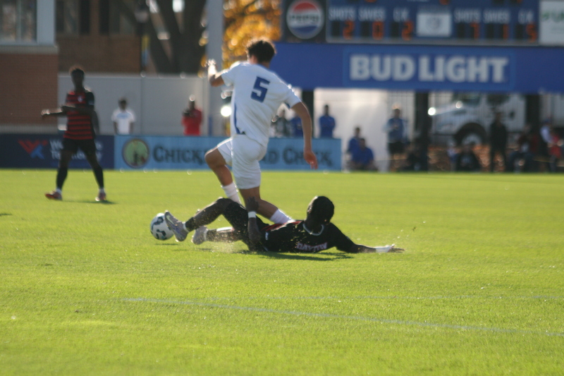 A10 Championship Final 2025 SLU vs Dayton XXI.jpg :: Saint Louis University (SLU) vs University of Dayton at the A10 Conference Soccer Championships 2025 at Robert R. Hermann Stadium in St. Louis, Missouri, USA. The match ended after a 1 to 1 tie in regulation time with two 10-minute overtime followed by a five-penalty shot shoot out with SLU besting the Dayton Flyers. NCAA Soccer, Atlantic 10 Conference