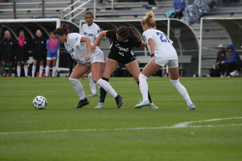 A10 Womens Soccer Championship 2025 A -LII.jpg :: Saint Louis University vs Loyola University Chicago at the A10 Womens Soccer Championship 2025. November 1st 2025 this is the A10 Championship Womens Quarterfinals. The Billikens won 6 to 0 in regulation play. NCAA Womens soccer at Robert R. Hermann Stadium in St. Louis, Missouri, USA.  