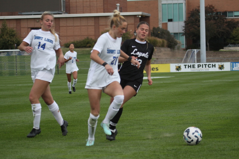 A10 Womens Soccer Championship 2025 A -LVII.jpg :: Saint Louis University vs Loyola University Chicago at the A10 Womens Soccer Championship 2025. November 1st 2025 this is the A10 Championship Womens Quarterfinals. The Billikens won 6 to 0 in regulation play. NCAA Womens soccer at Robert R. Hermann Stadium in St. Louis, Missouri, USA.  