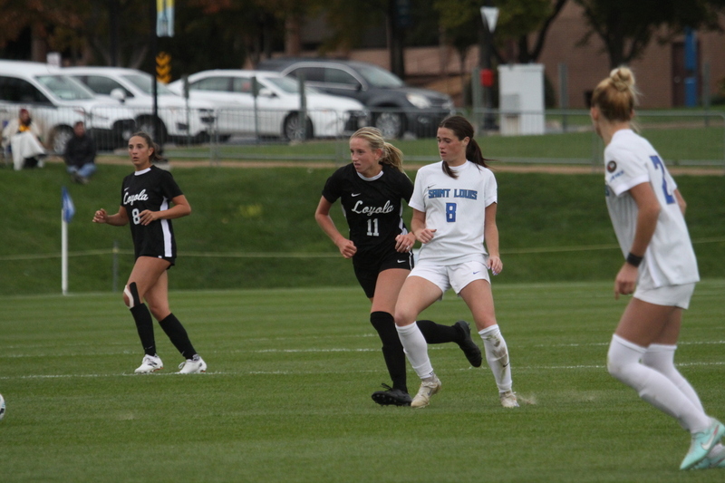 A10 Womens Soccer Championship 2025 A -LXXIV.jpg :: Saint Louis University Womens Soccer vs Loyola University Chicago - A10 Championship, 50th Anniversary, The Billikens won 6-0 in regulation time. SLU Advanced to the Quarterfinals to face Rhode Island in the Semifinals. November 1st 2025. NCAA Womens soccer at Robert R. Hermann Stadium in St. Louis, Missouri, USA. 