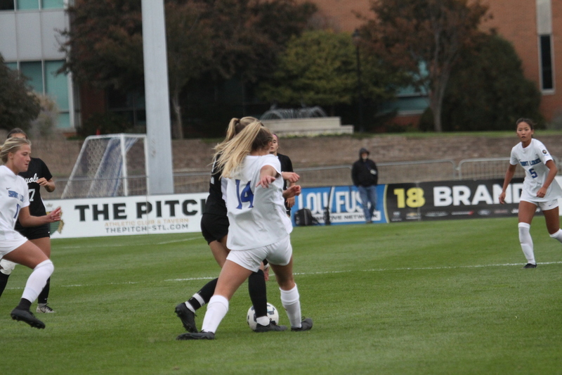 A10 Womens Soccer Championship 2025 A -LXXIX.jpg :: Saint Louis University Womens Soccer vs Loyola University Chicago - A10 Championship, 50th Anniversary, The Billikens won 6-0 in regulation time. SLU Advanced to the Quarterfinals to face Rhode Island in the Semifinals. November 1st 2025. NCAA Womens soccer at Robert R. Hermann Stadium in St. Louis, Missouri, USA. 
