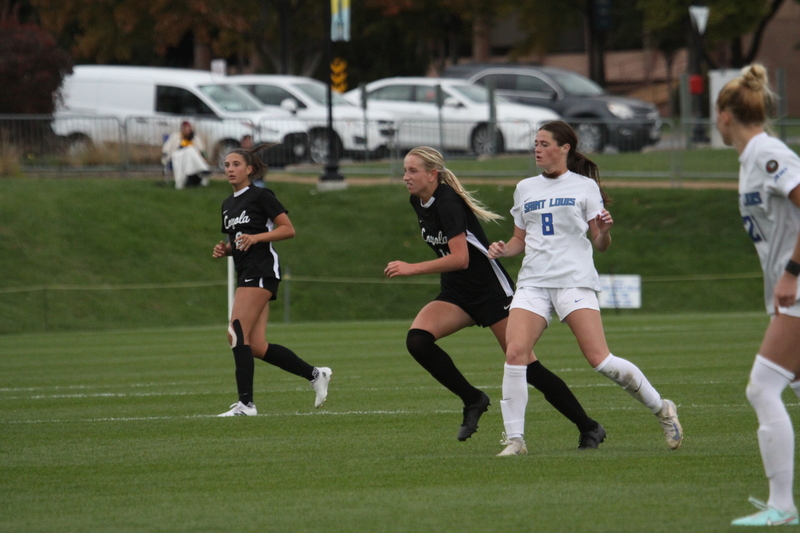 A10 Womens Soccer Championship 2025 A -LXXVI.jpg :: Saint Louis University Womens Soccer vs Loyola University Chicago - A10 Championship, 50th Anniversary, The Billikens won 6-0 in regulation time. SLU Advanced to the Quarterfinals to face Rhode Island in the Semifinals. November 1st 2025. NCAA Womens soccer at Robert R. Hermann Stadium in St. Louis, Missouri, USA. 