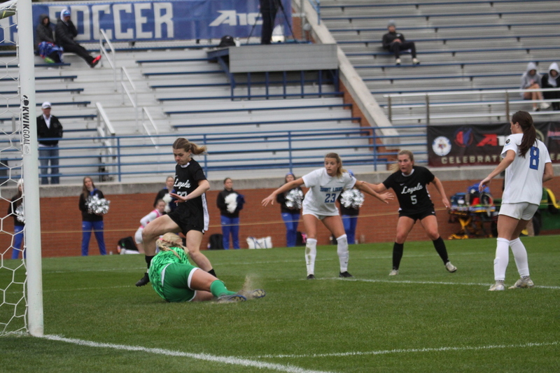 A10 Womens Soccer Championship 2025 A -LXXXXV.jpg :: Saint Louis University Womens Soccer vs Loyola University Chicago - A10 Championship, 50th Anniversary, The Billikens won 6-0 in regulation time. SLU Advanced to the Quarterfinals to face Rhode Island in the Semifinals. November 1st 2025. NCAA Womens soccer at Robert R. Hermann Stadium in St. Louis, Missouri, USA. 
