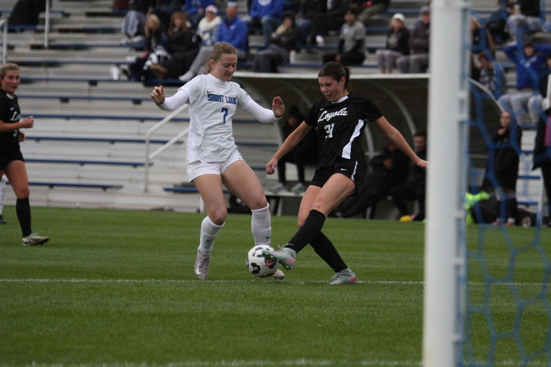 A10 Womens Soccer Championship 2025 A -LXXXXVI.jpg :: Saint Louis University Womens Soccer vs Loyola University Chicago - A10 Championship, 50th Anniversary, The Billikens won 6-0 in regulation time. SLU Advanced to the Quarterfinals to face Rhode Island in the Semifinals. November 1st 2025. NCAA Womens soccer at Robert R. Hermann Stadium in St. Louis, Missouri, USA. 