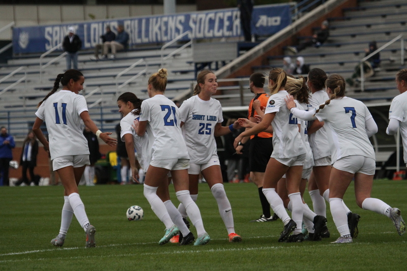 A10 Womens Soccer Championship 2025 B -II.jpg :: Saint Louis University Womens Soccer vs Loyola University Chicago - A10 Championship, 50th Anniversary, The Billikens won 6-0 in regulation time. SLU Advanced to the Quarterfinals to face Rhode Island in the Semifinals. November 1st 2025. NCAA Womens soccer at Robert R. Hermann Stadium in St. Louis, Missouri, USA. 
