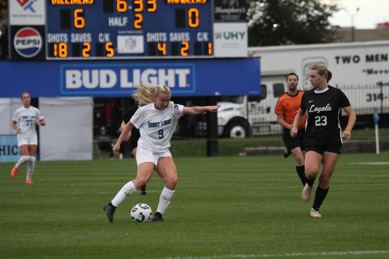 A10 Womens Soccer Championship 2025 B -III.jpg :: Saint Louis University Womens Soccer vs Loyola University Chicago - A10 Championship, 50th Anniversary, The Billikens won 6-0 in regulation time. SLU Advanced to the Quarterfinals to face Rhode Island in the Semifinals. November 1st 2025. NCAA Womens soccer at Robert R. Hermann Stadium in St. Louis, Missouri, USA. 