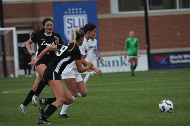 A10 Womens Soccer Championship 2025 B -XIV.jpg :: Saint Louis University (SLU) Billikens vs University of Loyola Chicago Women's Soccer 2025 in the Quarterfinals of the A10 Conference Championship 2025. The Quarterfinals were held at Robert R. Hermann Stadium in St. Louis, Missouri, USA. SLU won 6-0 and advances to the Semifinals to face University of Rhode Island. NCAA Women's Soccer A10 Conference Championship 2025.