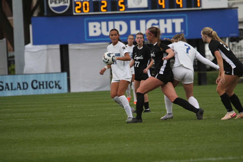 A10 Womens Soccer Championship 2025 B -XVII.jpg :: Saint Louis University (SLU) Billikens vs University of Loyola Chicago Women's Soccer 2025 in the Quarterfinals of the A10 Conference Championship 2025. The Quarterfinals were held at Robert R. Hermann Stadium in St. Louis, Missouri, USA. SLU won 6-0 and advances to the Semifinals to face University of Rhode Island. NCAA Women's Soccer A10 Conference Championship 2025.