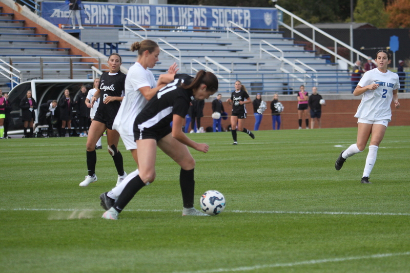 A10 Womens Soccer Championship 2025 CV.jpg :: Saint Louis University vs Loyola University Chicago at the A10 Womens Soccer Championship 2025. November 1st 2025 this is the A10 Championship Womens Quarterfinals. The Billikens won 6 to 0 in regulation play. NCAA Womens soccer at Robert R. Hermann Stadium in St. Louis, Missouri, USA.  