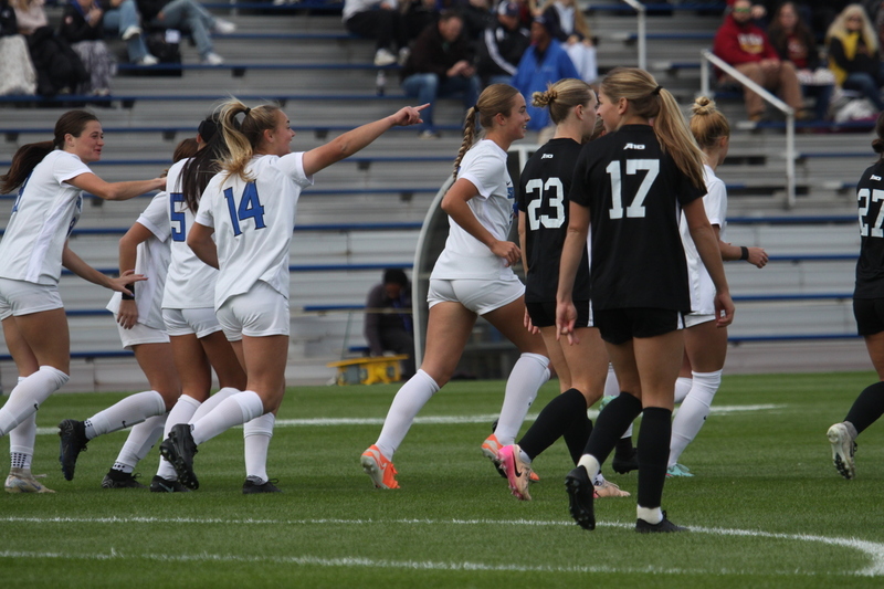A10 Womens Soccer Championship 2025 L.jpg :: Saint Louis University Women's Soccer vs Loyola Chicago 2025 at Robert R. Herman Stadium in St. Louis, Missouri, USA. Ramblers fall to the Billikens 6-0 in the A10 Quarterfinals of the 2025 Women's Soccer Championship. This is also the Atlantic 10 Conference 50-year Anniversary. NCAA Womens Soccer SLU advances to the A10 semifinals to face Number 4 Rhode Island.