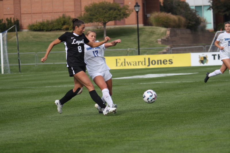 A10 Womens Soccer Championship 2025 LIV.jpg :: Saint Louis University Women's Soccer vs Loyola Chicago 2025 at Robert R. Herman Stadium in St. Louis, Missouri, USA. Ramblers fall to the Billikens 6-0 in the A10 Quarterfinals of the 2025 Women's Soccer Championship. This is also the Atlantic 10 Conference 50-year Anniversary. NCAA Womens Soccer SLU advances to the A10 semifinals to face Number 4 Rhode Island.