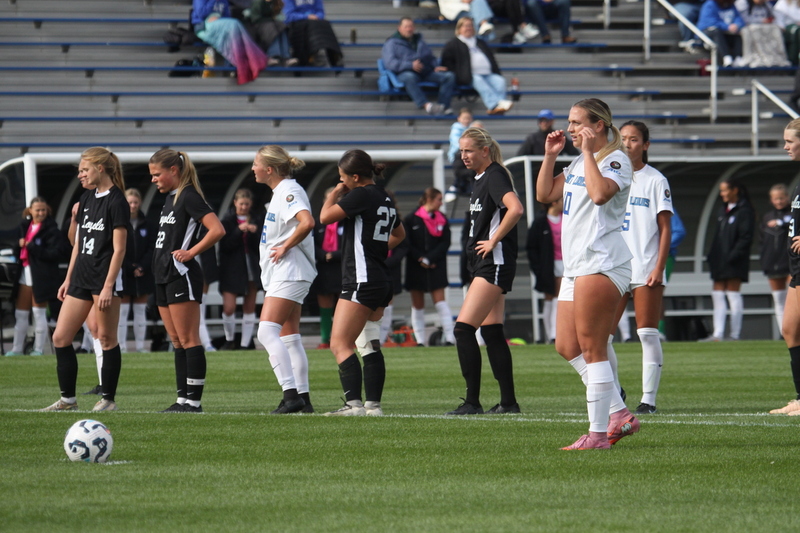 A10 Womens Soccer Championship 2025 LIX.jpg :: Saint Louis University Women's Soccer vs Loyola Chicago 2025 at Robert R. Herman Stadium in St. Louis, Missouri, USA. Ramblers fall to the Billikens 6-0 in the A10 Quarterfinals of the 2025 Women's Soccer Championship. This is also the Atlantic 10 Conference 50-year Anniversary. NCAA Womens Soccer SLU advances to the A10 semifinals to face Number 4 Rhode Island.