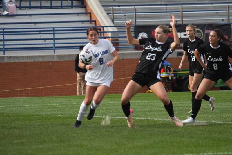 A10 Womens Soccer Championship 2025 LVII.jpg :: Saint Louis University Women's Soccer vs Loyola Chicago 2025 at Robert R. Herman Stadium in St. Louis, Missouri, USA. Ramblers fall to the Billikens 6-0 in the A10 Quarterfinals of the 2025 Women's Soccer Championship. This is also the Atlantic 10 Conference 50-year Anniversary. NCAA Womens Soccer SLU advances to the A10 semifinals to face Number 4 Rhode Island.