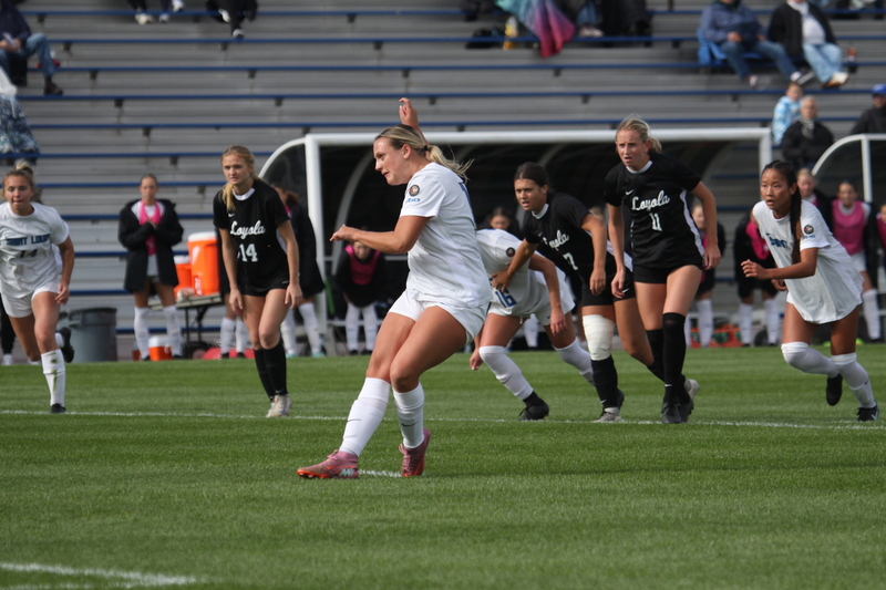 A10 Womens Soccer Championship 2025 LXIII.jpg :: Saint Louis University Women's Soccer vs Loyola Chicago 2025 at Robert R. Herman Stadium in St. Louis, Missouri, USA. Ramblers fall to the Billikens 6-0 in the A10 Quarterfinals of the 2025 Women's Soccer Championship. This is also the Atlantic 10 Conference 50-year Anniversary. NCAA Womens Soccer SLU advances to the A10 semifinals to face Number 4 Rhode Island.
