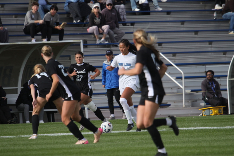 A10 Womens Soccer Championship 2025 LXXI.jpg :: Saint Louis University Women's Soccer vs Loyola Chicago 2025 at Robert R. Herman Stadium in St. Louis, Missouri, USA. Ramblers fall to the Billikens 6-0 in the A10 Quarterfinals of the 2025 Women's Soccer Championship. This is also the Atlantic 10 Conference 50-year Anniversary. NCAA Womens Soccer SLU advances to the A10 semifinals to face Number 4 Rhode Island.