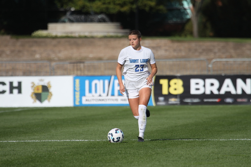 A10 Womens Soccer Championship 2025 LXXXIII.jpg :: Saint Louis University Women's Soccer vs Loyola Chicago during the A10 Women's Soccer Championship 2025. This is the Quarterfinals held in St. Louis, Missouri, USA held at Robert R. Hermann Stadium. SLU advances to the semifinals after the 6-0 win. November 1st 2025. NCAA Womens Soccer, Atlantic 10 Conference Division I