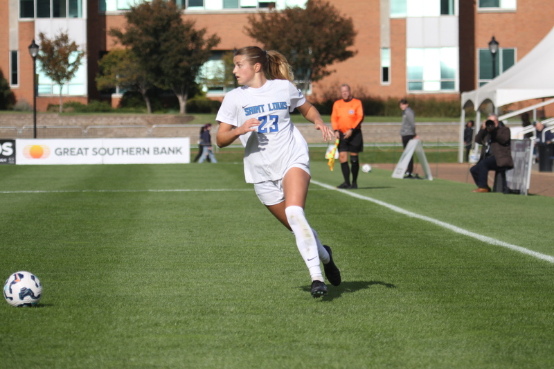 A10 Womens Soccer Championship 2025 LXXXXIV.jpg :: Saint Louis University Women's Soccer vs Loyola Chicago during the A10 Women's Soccer Championship 2025. This is the Quarterfinals held in St. Louis, Missouri, USA held at Robert R. Hermann Stadium. SLU advances to the semifinals after the 6-0 win. November 1st 2025. NCAA Womens Soccer, Atlantic 10 Conference Division I