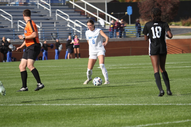 A10 Womens Soccer Championship 2025 LXXXXVII.jpg :: Saint Louis University Women's Soccer vs Loyola Chicago during the A10 Women's Soccer Championship 2025. This is the Quarterfinals held in St. Louis, Missouri, USA held at Robert R. Hermann Stadium. SLU advances to the semifinals after the 6-0 win. November 1st 2025. NCAA Womens Soccer, Atlantic 10 Conference Division I