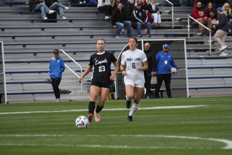 A10 Womens Soccer Championship 2025 XXIX.jpg :: Saint Louis University Women's Soccer vs Loyola Chicago 2025 at Robert R. Herman Stadium in St. Louis, Missouri, USA. Ramblers fall to the Billikens 6-0 in the A10 Quarterfinals of the 2025 Women's Soccer Championship. This is also the Atlantic 10 Conference 50-year Anniversary. NCAA Womens Soccer SLU advances to the A10 semifinals to face Number 4 Rhode Island.