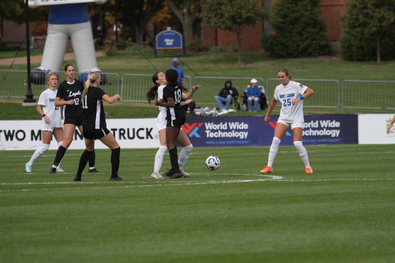 A10 Womens Soccer Championship 2025 XXXI.jpg :: Saint Louis University Women's Soccer vs Loyola Chicago 2025 at Robert R. Herman Stadium in St. Louis, Missouri, USA. Ramblers fall to the Billikens 6-0 in the A10 Quarterfinals of the 2025 Women's Soccer Championship. This is also the Atlantic 10 Conference 50-year Anniversary. NCAA Womens Soccer SLU advances to the A10 semifinals to face Number 4 Rhode Island.