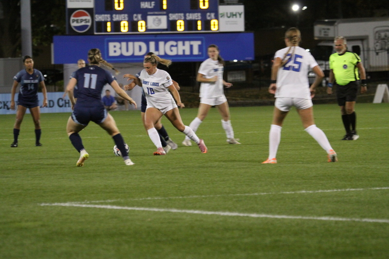 A10 Womens Soccer Semifinals 2025 X.jpg :: Saint Louis University (SLU) Womens Soccer vs University of Rhode Island for the A10 Conference Semifinals at Robert R. Hermann Stadium in St. Louis, Missouri, USA. Rhode Island won 4-2. NCAA Womens Soccer, Division I Soccer, A10 Conference