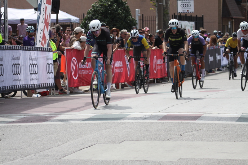 Giro della Montagna 2025 A -XII.jpg :: Giro della Montagna 2025/Gateway Cup 2025 - August, 31st, 2025 - Men's CAT 4/5 - The Giro della Montagna presented by Volpi Foods - the third stop of the Bommarito Audi West County Gateway Cup and the final event on the American Criterium Cup. The course is called -The Hill- for a reason. Long and rectangular, the uphill race from turn 2 to turn3 decides the race. Turn 4 leads to a Mach 5 downhill sprint, making lap positioning critical. Presented by Volpi Foods - A USA Cycling sanctioned race.