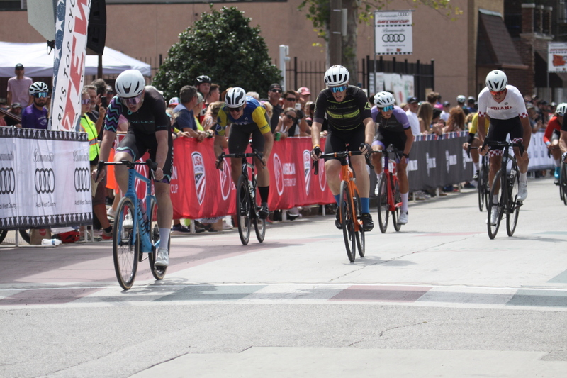 Giro della Montagna 2025 A -XIII.jpg :: Giro della Montagna 2025/Gateway Cup 2025 - August, 31st, 2025 - Men's CAT 4/5 - The Giro della Montagna presented by Volpi Foods - the third stop of the Bommarito Audi West County Gateway Cup and the final event on the American Criterium Cup. The course is called -The Hill- for a reason. Long and rectangular, the uphill race from turn 2 to turn3 decides the race. Turn 4 leads to a Mach 5 downhill sprint, making lap positioning critical. Presented by Volpi Foods - A USA Cycling sanctioned race.