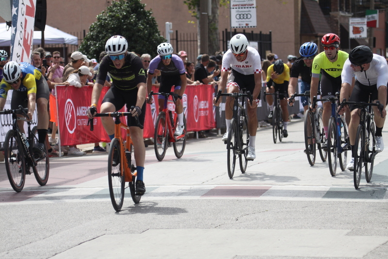 Giro della Montagna 2025 A -XV.jpg :: Giro della Montagna 2025/Gateway Cup 2025 - August, 31st, 2025 - Men's CAT 4/5 - The Giro della Montagna presented by Volpi Foods - the third stop of the Bommarito Audi West County Gateway Cup and the final event on the American Criterium Cup. The course is called -The Hill- for a reason. Long and rectangular, the uphill race from turn 2 to turn3 decides the race. Turn 4 leads to a Mach 5 downhill sprint, making lap positioning critical. Presented by Volpi Foods - A USA Cycling sanctioned race.