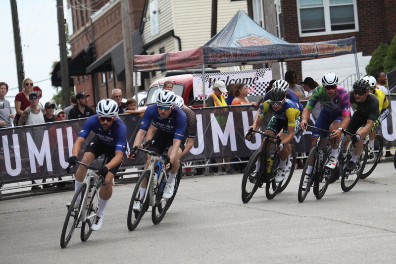Giro della Montagna 2025 B -XXXVII.jpg :: Giro della Montagna 2025/Gateway Cup 2025 - Men's CAT 3/4 - August 31st 2025 - 50 minutes of racing, The Giro della Montagna presented by VOLPI Foods - the third stop of the Bommarito Audi West County Gateway Cup and the final event on the American Criterium Cup. The course is called -The Hill- for a reason. Long and rectangular the uphill race from turn 2 to turn 3 decides the race. Turn 4 leads to a Mach 5 downhill sprint, making lap positioning critical. - Presented by Volpi Foods - A criterium, or Crit, is a bike race consisting of several laps around a closed circuit, the length of each lap or ranging from about 400 meters to 10,000 meters. USA Cycling website