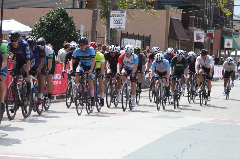 Giro della Montagna 2025 CIV.jpg :: Giro della Montagna 2025/Gateway Cup 2025 - August, 31st, 2025 - Men's CAT 4/5 - The Giro della Montagna presented by Volpi Foods - the third stop of the Bommarito Audi West County Gateway Cup and the final event on the American Criterium Cup. The course is called -The Hill- for a reason. Long and rectangular, the uphill race from turn 2 to turn3 decides the race. Turn 4 leads to a Mach 5 downhill sprint, making lap positioning critical. Presented by Volpi Foods - A USA Cycling sanctioned race.