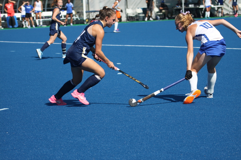 IMG_0414.jpg :: Saint Louis University (SLU) Women's Field Hockey vs University of California Davis 2025 at the SLU Field Hockey Complex. UC Davis won 2 to 1. The UC Davis players are wearing pink shoes and there are Pink Ribbons painted on the players sticks. Today is Billikens Pink Game for Breast Cancer Awareness and Alumnae Day. This is the second season at the new SLU Field Hockey Complex, and it marks, the 50th anniversary of the St. Louis University Field Hockey program which began in 1975. NCAA Division I 