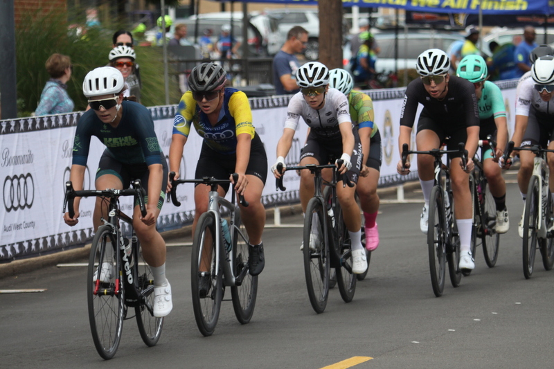 IMG_0511(1).jpg :: Tour de Florissant 2025/Gateway Cup 2025 - Women's 3-4-5 & Women's 40+, 40 minutes of racing, a field of 75 riders - September, 1st, 2025 - Tour de Florissant - New Course for 2025! The fourth and final leg of the Gateway Cup gets underway in Historic Old Town Florissant in St. Louis County. This technical course races through one of St. Louis' most nostalgic locales. Note - the course has been shifted to a flat finish in front of Historic City Hall, one mild climb, 6 turns. Category 4 (CAT 4) After gaining some experience, riders can upgrade to CAT 4, where races are longer and more competitive. Category 3 (CAT 3) This intermediate category features longer and more challenging races, requiring a good understanding of racing tactics. USA Cycling 