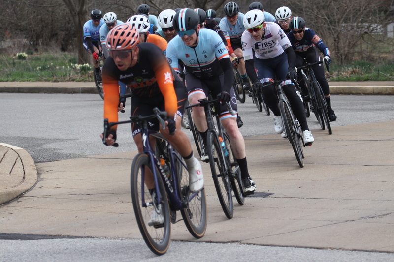 Mike Murray Classic Criterium 2025 C -C.jpg :: Tour of St. Louis 2025 held on March 22nd - March 23rd 2025 in Forest Park-St. Louis, Missouri, USA. Midwest Collegiate Conference cycling event hosted by Big Shark Bicycle Company and Urban Chestnut Brewing Company. Mike Murray Classic Criterium 2025. Masters A 40+/50+ CAT 1-4 Bar. A Criterium, or Crit, is a bike race consisting of several laps around a closed circuit, the length of each lap or ranging from 400m to 10,000m. Men's cycling