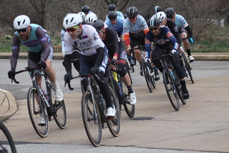 Mike Murray Classic Criterium 2025 C -CII.jpg :: Tour of St. Louis 2025 held on March 22nd - March 23rd 2025 in Forest Park-St. Louis, Missouri, USA. Midwest Collegiate Conference cycling event hosted by Big Shark Bicycle Company and Urban Chestnut Brewing Company. Mike Murray Classic Criterium 2025. Masters A 40+/50+ CAT 1-4 Bar. A Criterium, or Crit, is a bike race consisting of several laps around a closed circuit, the length of each lap or ranging from 400m to 10,000m. Men's cycling
