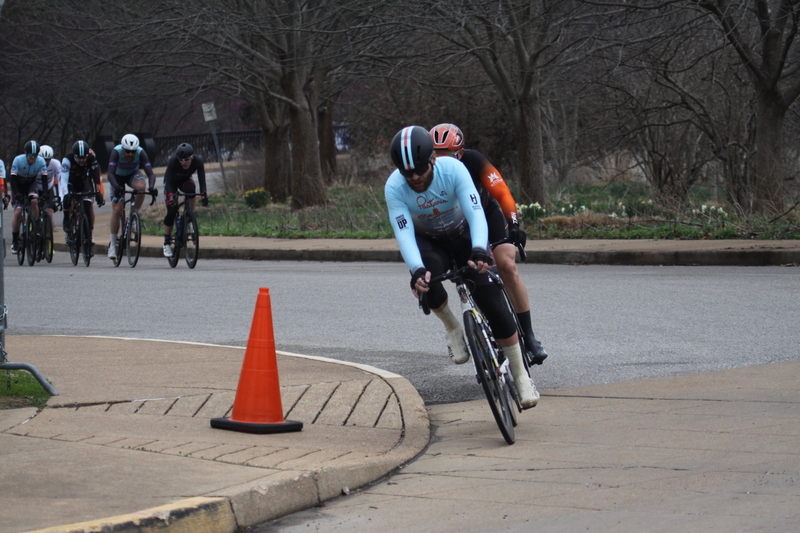 Mike Murray Classic Criterium 2025 C -CIII.jpg :: Tour of St. Louis 2025 held on March 22nd - March 23rd 2025 in Forest Park-St. Louis, Missouri, USA. Midwest Collegiate Conference cycling event hosted by Big Shark Bicycle Company and Urban Chestnut Brewing Company. Mike Murray Classic Criterium 2025. Masters A 40+/50+ CAT 1-4 Bar. A Criterium, or Crit, is a bike race consisting of several laps around a closed circuit, the length of each lap or ranging from 400m to 10,000m. Men's cycling
