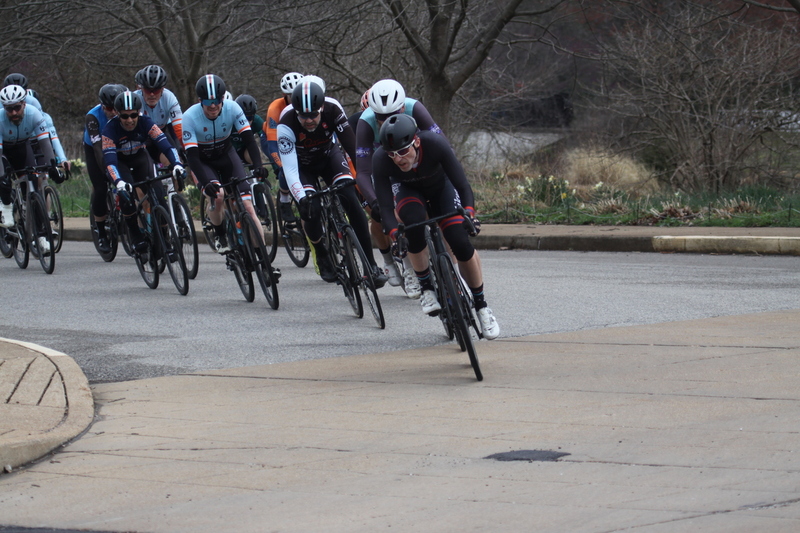 Mike Murray Classic Criterium 2025 C -CV.jpg :: Tour of St. Louis 2025 held on March 22nd - March 23rd 2025 in Forest Park-St. Louis, Missouri, USA. Midwest Collegiate Conference cycling event hosted by Big Shark Bicycle Company and Urban Chestnut Brewing Company. Mike Murray Classic Criterium 2025. Masters A 40+/50+ CAT 1-4 Bar. A Criterium, or Crit, is a bike race consisting of several laps around a closed circuit, the length of each lap or ranging from 400m to 10,000m. Men's cycling