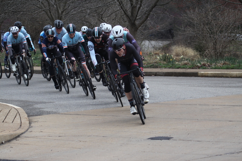 Mike Murray Classic Criterium 2025 D -.jpg :: Tour of St. Louis 2025 held on March 22nd - March 23rd 2025 in Forest Park-St. Louis, Missouri, USA. Midwest Collegiate Conference cycling event hosted by Big Shark Bicycle Company and Urban Chestnut Brewing Company. Mike Murray Classic Criterium 2025. Masters A 40+/50+ CAT 1-4 Bar. A Criterium, or Crit, is a bike race consisting of several laps around a closed circuit, the length of each lap or ranging from 400m to 10,000m. Men's cycling