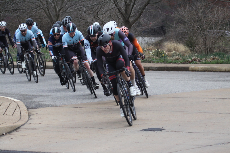 Mike Murray Classic Criterium 2025 D -I.jpg :: Tour of St. Louis 2025 held on March 22nd - March 23rd 2025 in Forest Park-St. Louis, Missouri, USA. Midwest Collegiate Conference cycling event hosted by Big Shark Bicycle Company and Urban Chestnut Brewing Company. Mike Murray Classic Criterium 2025. Masters A 40+/50+ CAT 1-4 Bar. A Criterium, or Crit, is a bike race consisting of several laps around a closed circuit, the length of each lap or ranging from 400m to 10,000m. Men's cycling