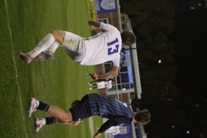 Saint Louis University (SLU) Mens Soccer vs Rhode Island 2025 XXVI.jpg :: Saint Louis University (SLU) Billikens' Men's Soccer vs University of Rhode Island (URI) Rams 2025 at Robert R. Hermann Stadium in St. Louis, Missouri, USA. November 1st 2025 the match ended in a 1-1 tie. The night was cold and damp with a rain that mild but steady. NCAA Men's Soccer in the A10 Conference. 