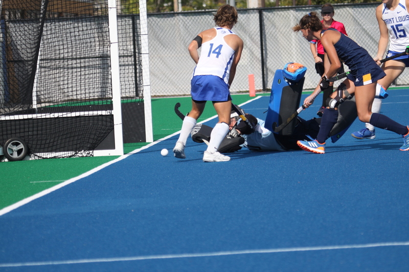 Saint Louis University (SLU) Womens Field Hockey vs La Salle University 2025 LXXXIX.jpg :: Saint Louis University (SLU) Field Hockey vs La Salle University at SLU Field Hockey Complex in St. Louis, Missouri, USA. October 17th 2025 - The Explorers defeat the Billikens in Double Overtime by penalty shootout. The tied game at the end of regulation 1 to 1 and final score 2 to 1. This is A10 NCAA Division I Field Hockey. Both teams entered the game tied for fifth in the A10 Conference. 