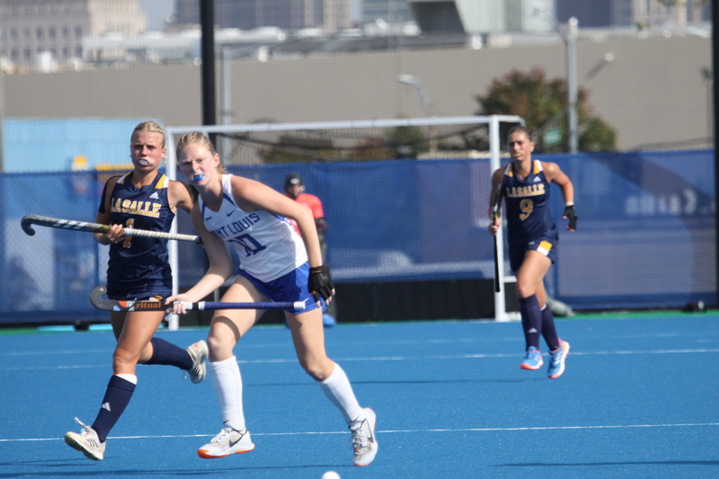 Saint Louis University (SLU) Womens Field Hockey vs La Salle University 2025 LXXXVII.jpg :: Saint Louis University (SLU) Field Hockey vs La Salle University at SLU Field Hockey Complex in St. Louis, Missouri, USA. October 17th 2025 - The Explorers defeat the Billikens in Double Overtime by penalty shootout. The tied game at the end of regulation 1 to 1 and final score 2 to 1. This is A10 NCAA Division I Field Hockey. Both teams entered the game tied for fifth in the A10 Conference. 