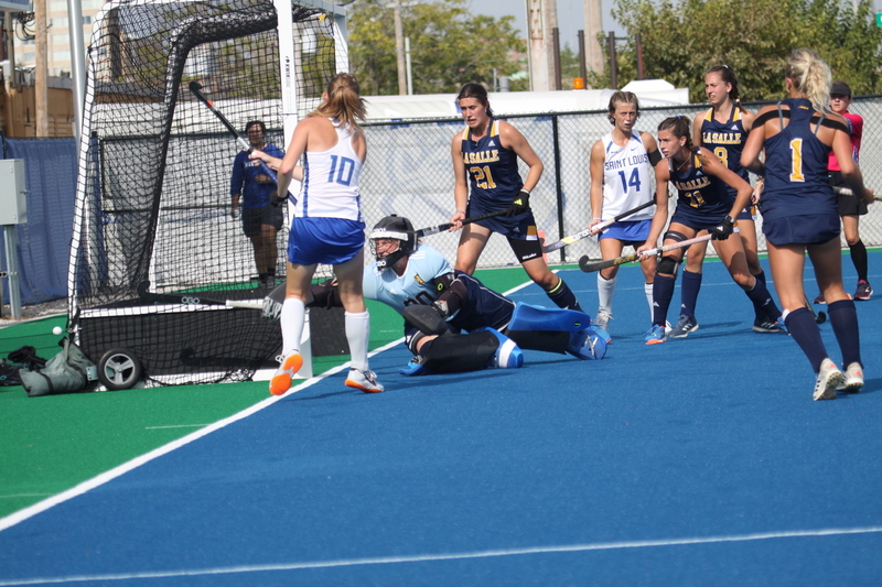 Saint Louis University (SLU) Womens Field Hockey vs La Salle University 2025 LXXXXIX.jpg :: Saint Louis University (SLU) Field Hockey vs La Salle University at SLU Field Hockey Complex in St. Louis, Missouri, USA. October 17th 2025 - The Explorers defeat the Billikens in Double Overtime by penalty shootout. The tied game at the end of regulation 1 to 1 and final score 2 to 1. This is A10 NCAA Division I Field Hockey. Both teams entered the game tied for fifth in the A10 Conference. 