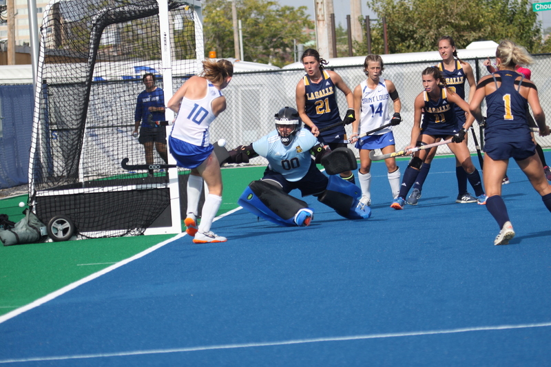 Saint Louis University (SLU) Womens Field Hockey vs La Salle University 2025 LXXXXVIII.jpg :: Saint Louis University (SLU) Field Hockey vs La Salle University at SLU Field Hockey Complex in St. Louis, Missouri, USA. October 17th 2025 - The Explorers defeat the Billikens in Double Overtime by penalty shootout. The tied game at the end of regulation 1 to 1 and final score 2 to 1. This is A10 NCAA Division I Field Hockey. Both teams entered the game tied for fifth in the A10 Conference. 